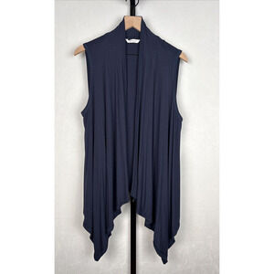 NEW Athleta Sleeveless Open Front Wrap Womens Medium Navy Blue Activewear Yoga